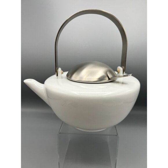 Zero Japan Zen Teapot Kettle 4 Cup White Porcelain Stainless Lid & Handle* - Picture 1 of 13
